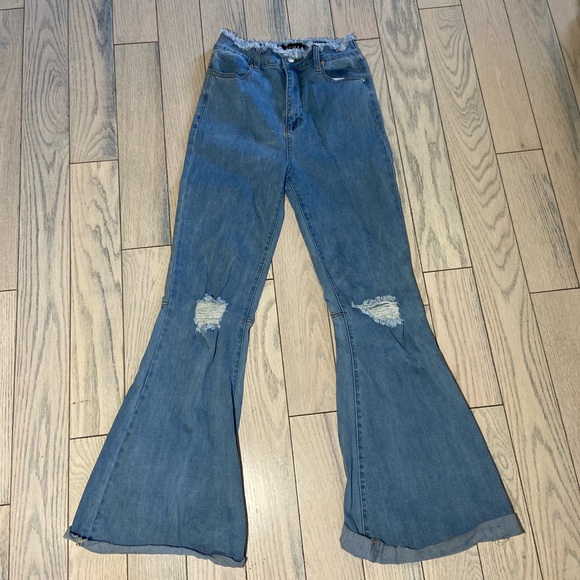 Distressed at the waist flare jeans - Picture 1 of 4